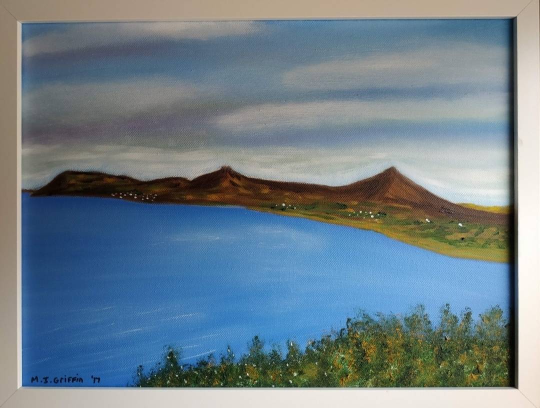 Framed Oil Painting of Killiney Bay and Sugar Loaf by local artist